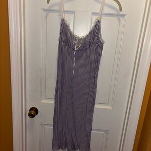 NWT Rouje Women’s purple Gingham Lace-Trim Sleep Slip
